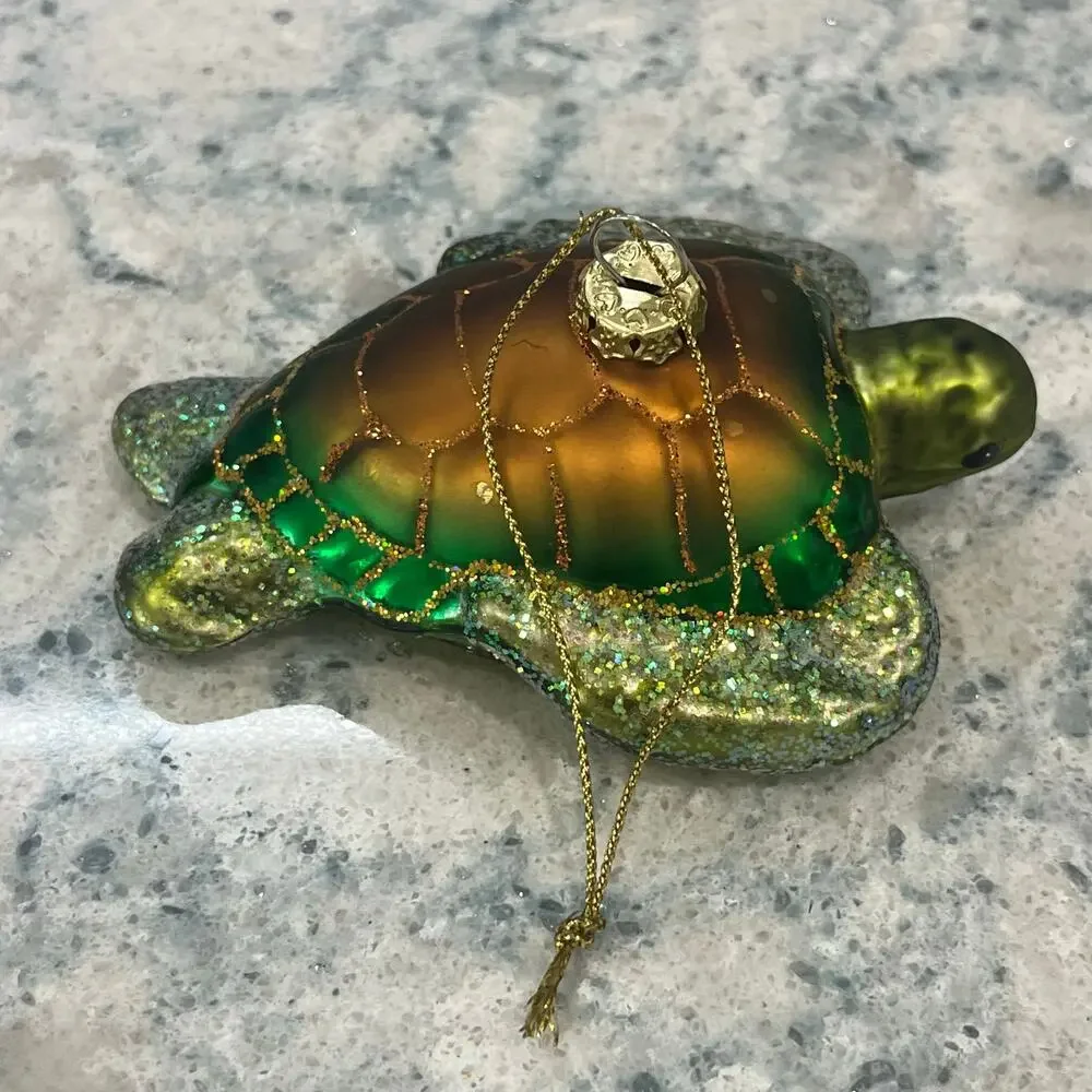 Old World Christmas Glass Green Sea Turtle Ocean Ornament 2019